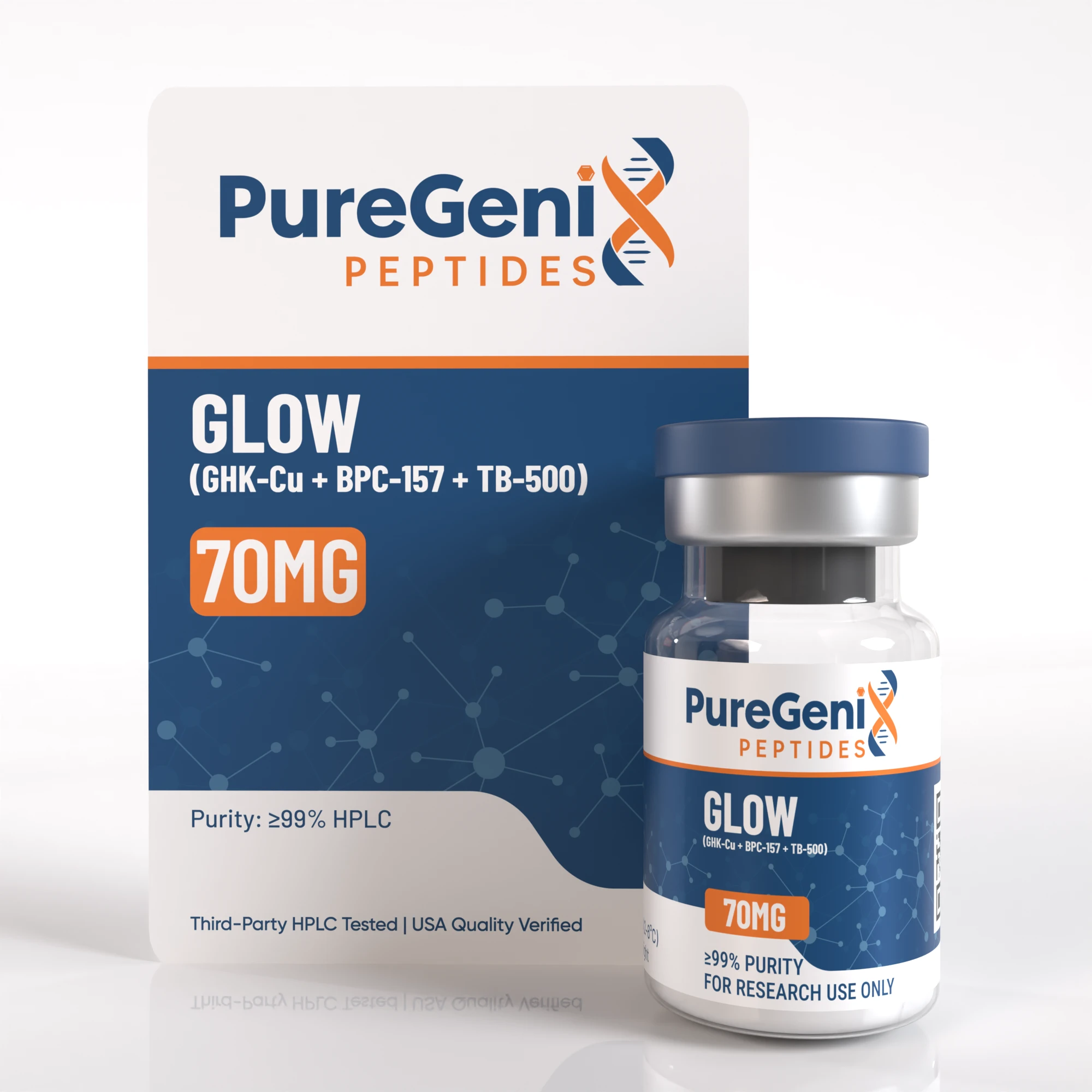 GLOW-BLEND-70MG-Vial and CARD GLOW Blend (GHK-Cu + BPC-157 + TB-500) 70mg - Image 1